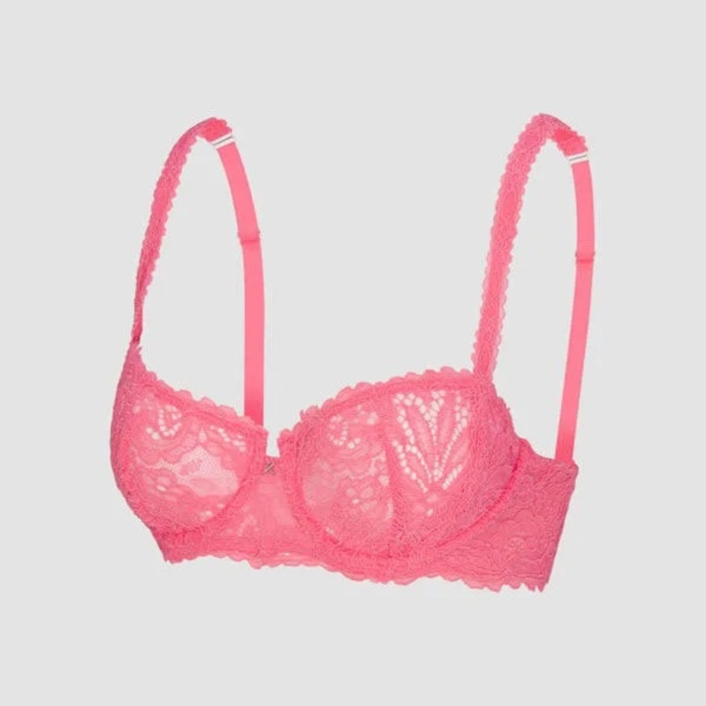 34D Savage x Fenty Romantic Corded Lace Unlined Baconette Bra in Acacia Pink - Picture 7 of 7